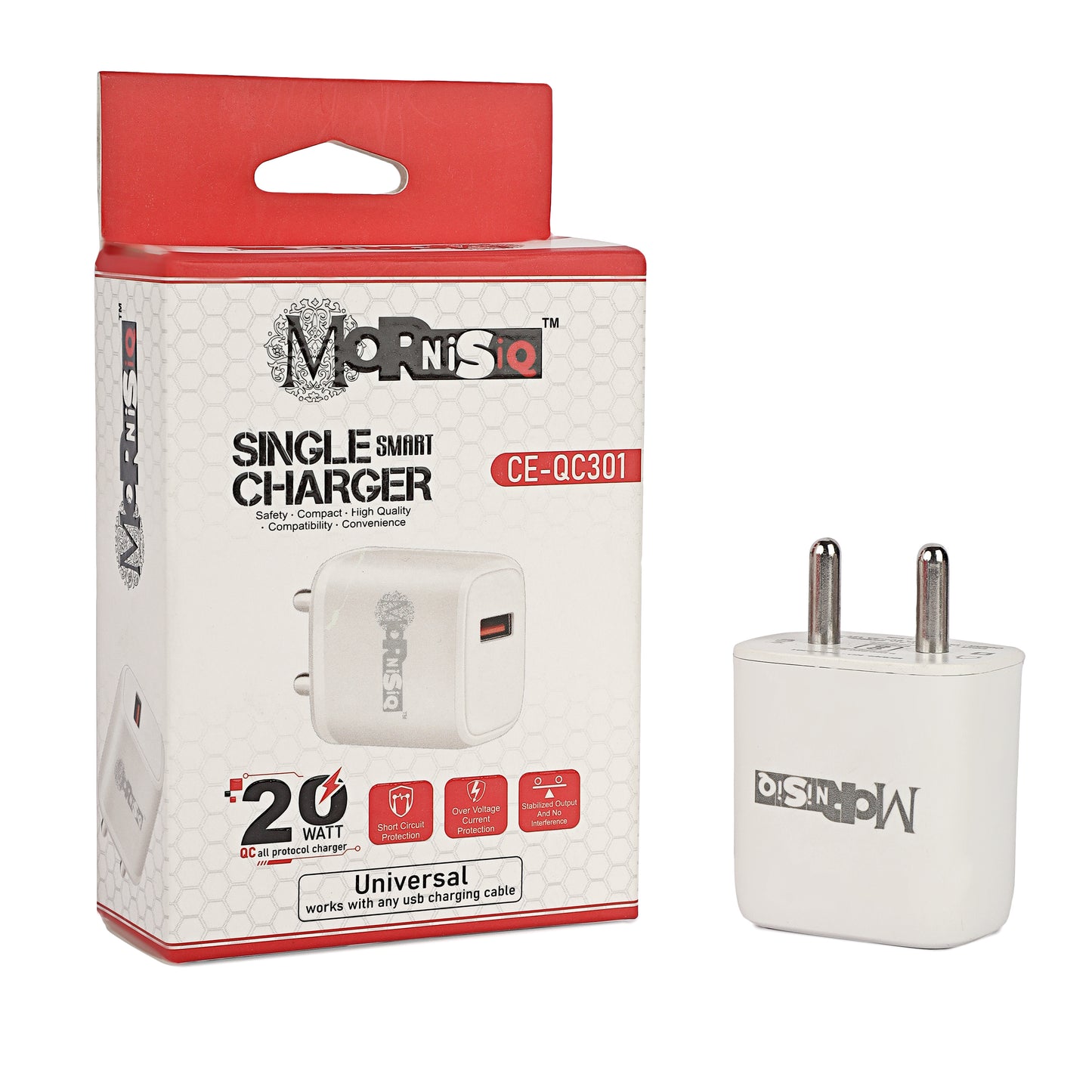 MIQ India 20W Original Charger With Lightning Cable Compatible With iPhone 14/14Plus/14Pro/14 Pro Max 13/13Pro/13Pro Max 12/12Pro/12/11/X/Xr Series (Mfi-Certified), White